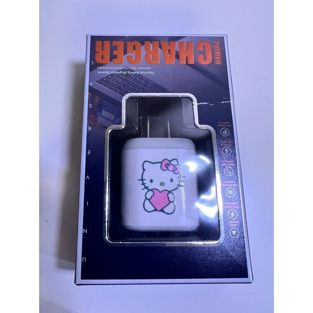 Sanrio Hello Kitty USB‎ Wall Charger White Pink Heart Travel Adapter Block
